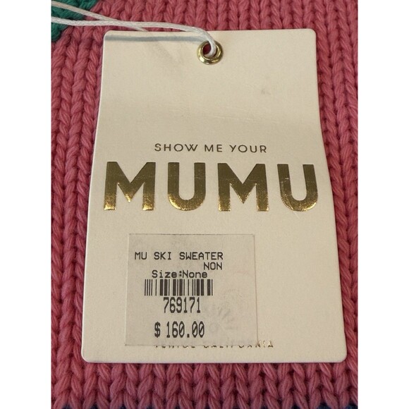 Show Me Your Mumu Oversized Knit Ski Sweater Women’s Sz L Pink Multi Heavyweight - Picture 6 of 13